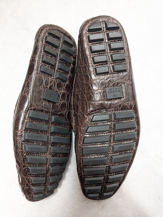 Gucci Driving Horsebit Loafers Brown Crocodile Leather Men US 13.5 Exotic main image 13